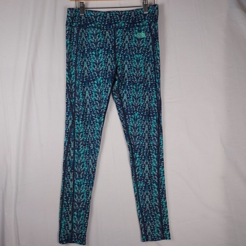 The North Face Compression Tight Legging MD Blue Teal Print Workout Yoga